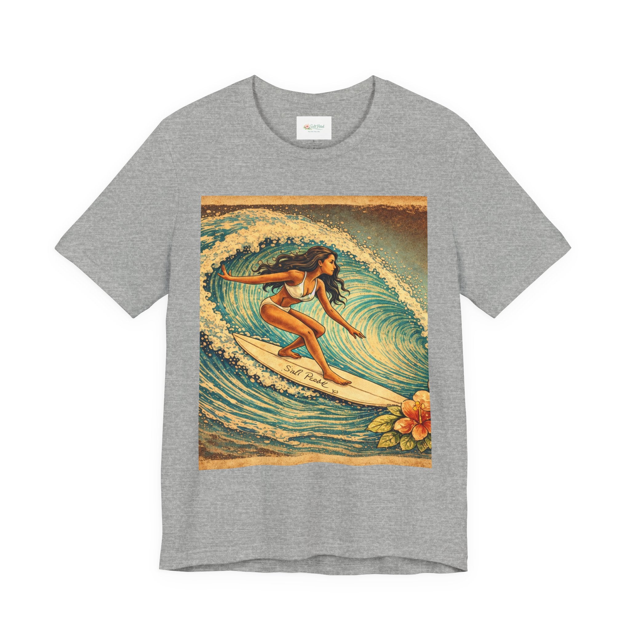 Vintage Poster Inspired Hawaiian Surfer Girl T-Shirt | Beach Lover Gift Beach Outfit Surfing Paddle Boarding Gym Casual Summer Outfit Comfy Travel Shirt