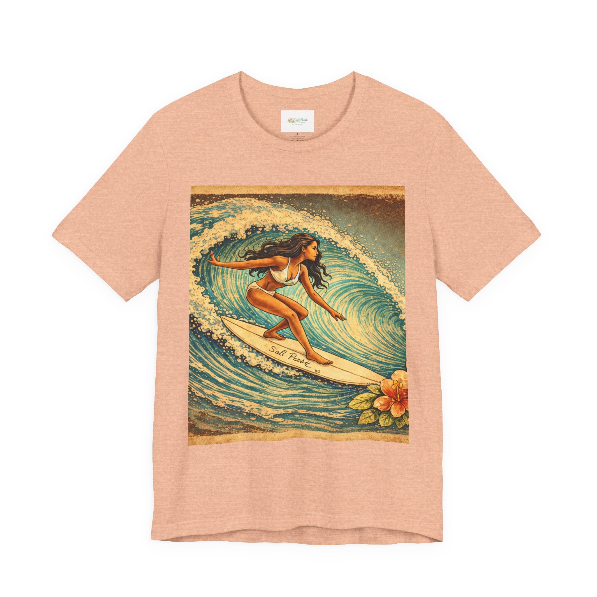 Vintage Poster Inspired Hawaiian Surfer Girl T-Shirt | Beach Lover Gift Beach Outfit Surfing Paddle Boarding Gym Casual Summer Outfit Comfy Travel Shirt