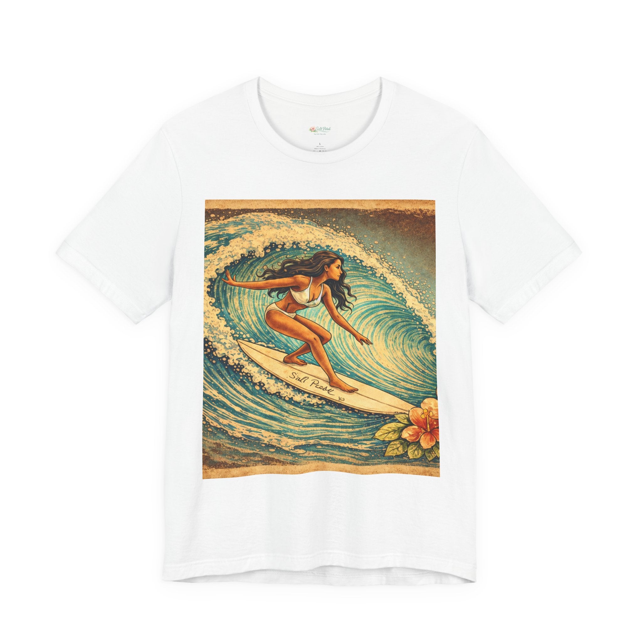 Vintage Poster Inspired Hawaiian Surfer Girl T-Shirt | Beach Lover Gift Beach Outfit Surfing Paddle Boarding Gym Casual Summer Outfit Comfy Travel Shirt