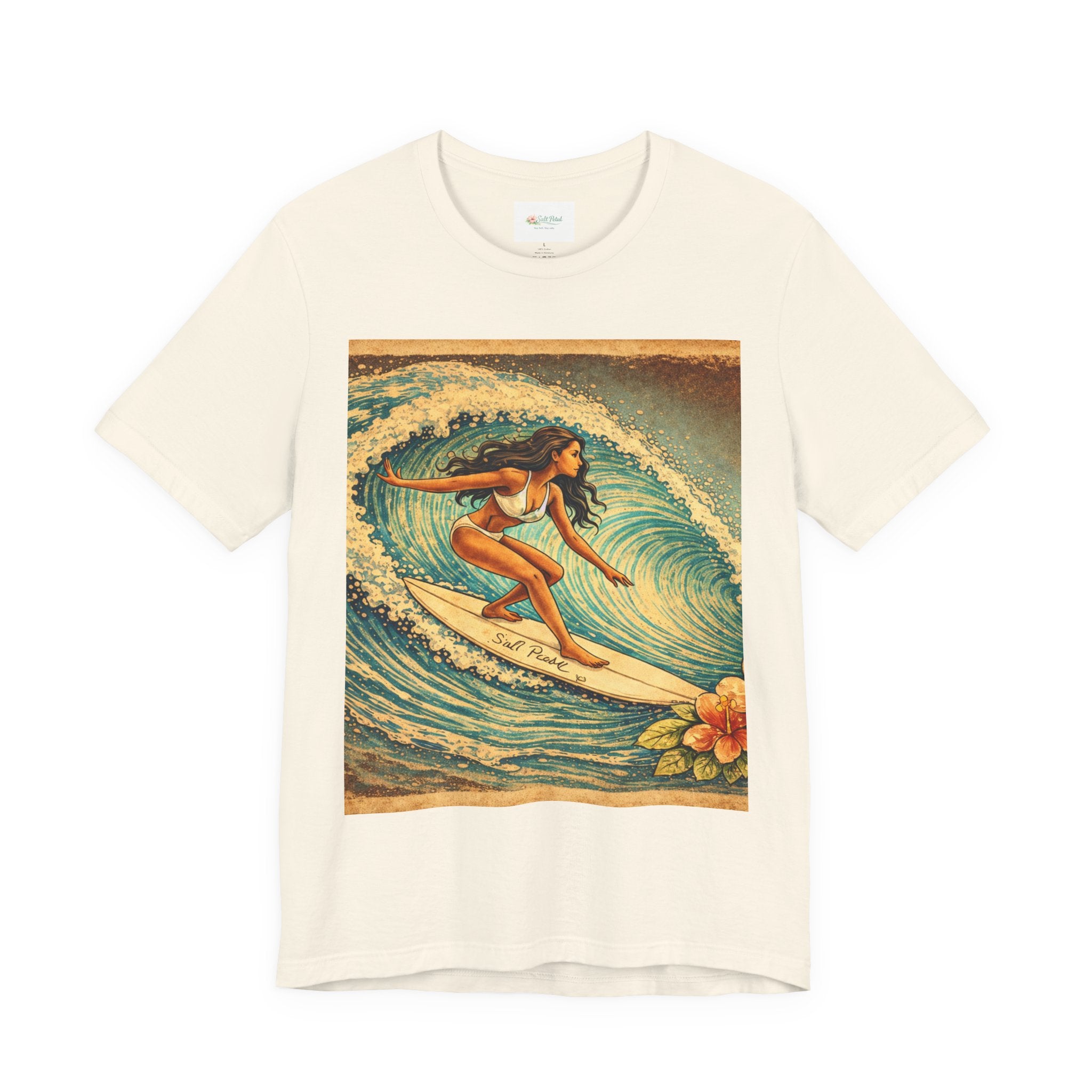Vintage Poster Inspired Hawaiian Surfer Girl T-Shirt | Beach Lover Gift Beach Outfit Surfing Paddle Boarding Gym Casual Summer Outfit Comfy Travel Shirt