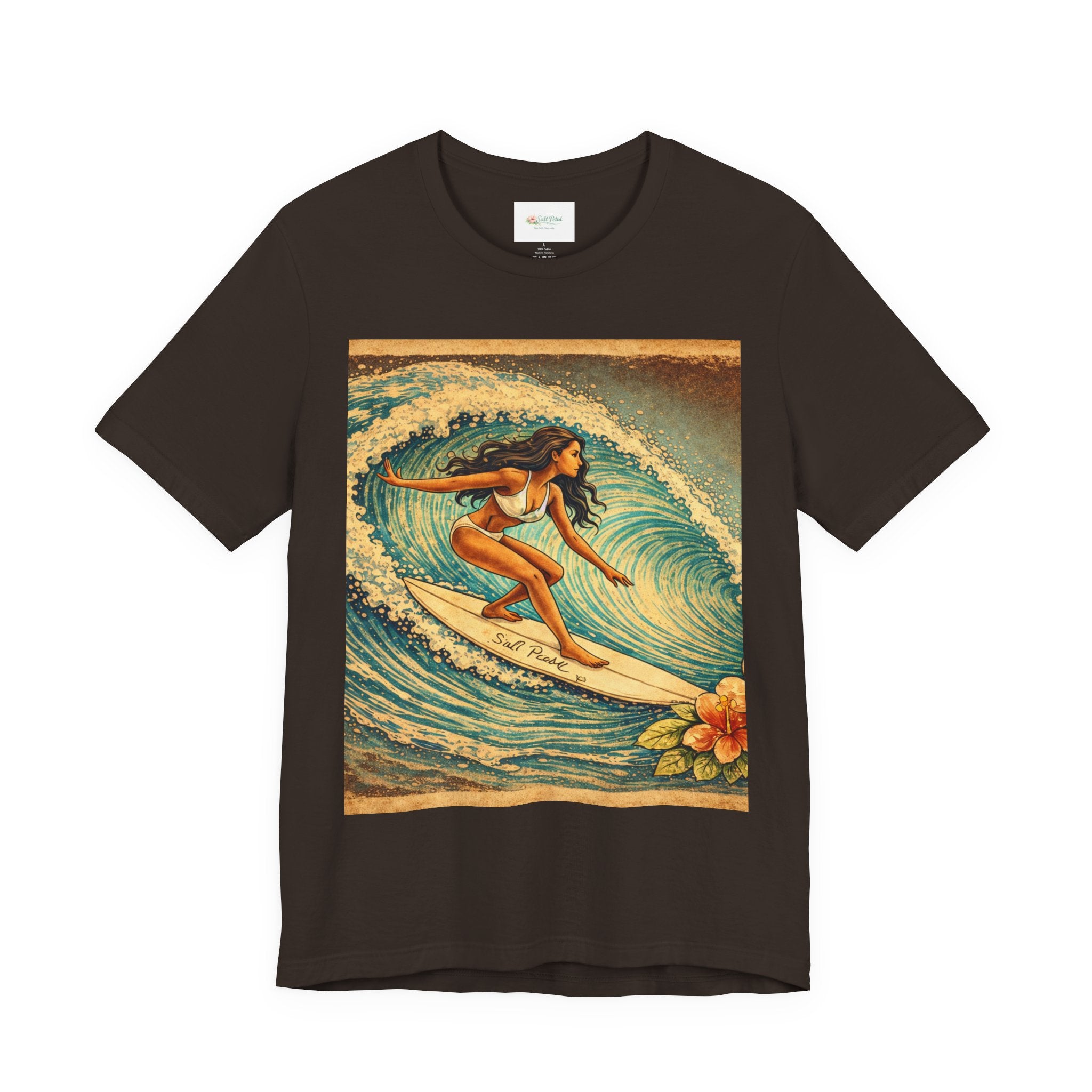 Vintage Poster Inspired Hawaiian Surfer Girl T-Shirt | Beach Lover Gift Beach Outfit Surfing Paddle Boarding Gym Casual Summer Outfit Comfy Travel Shirt