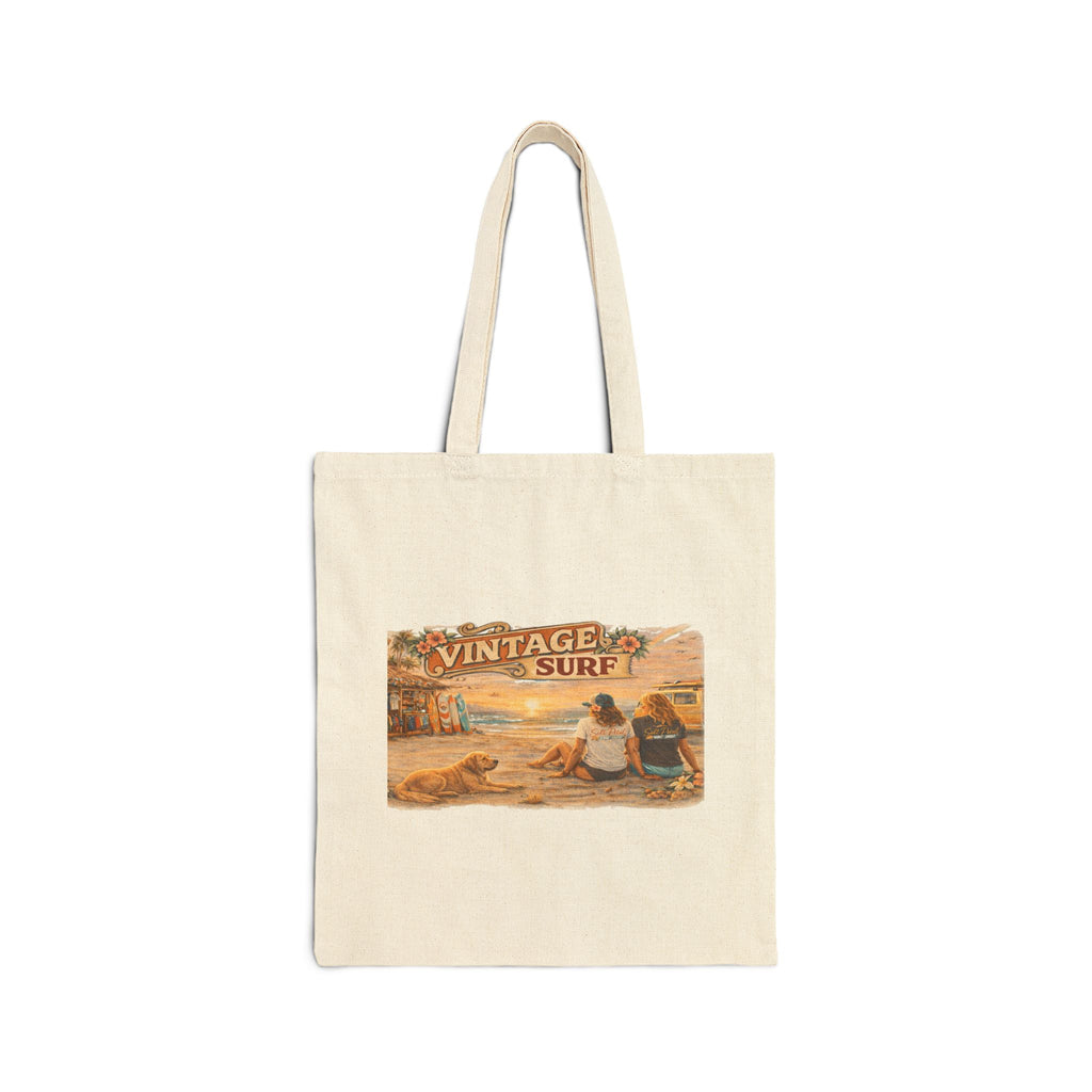 Vintage Inspired West Coast BC Canada Surf  Image Tote Bag with Golden Retriever for Beach Bag Shopping Travel School Gym Great Gift
