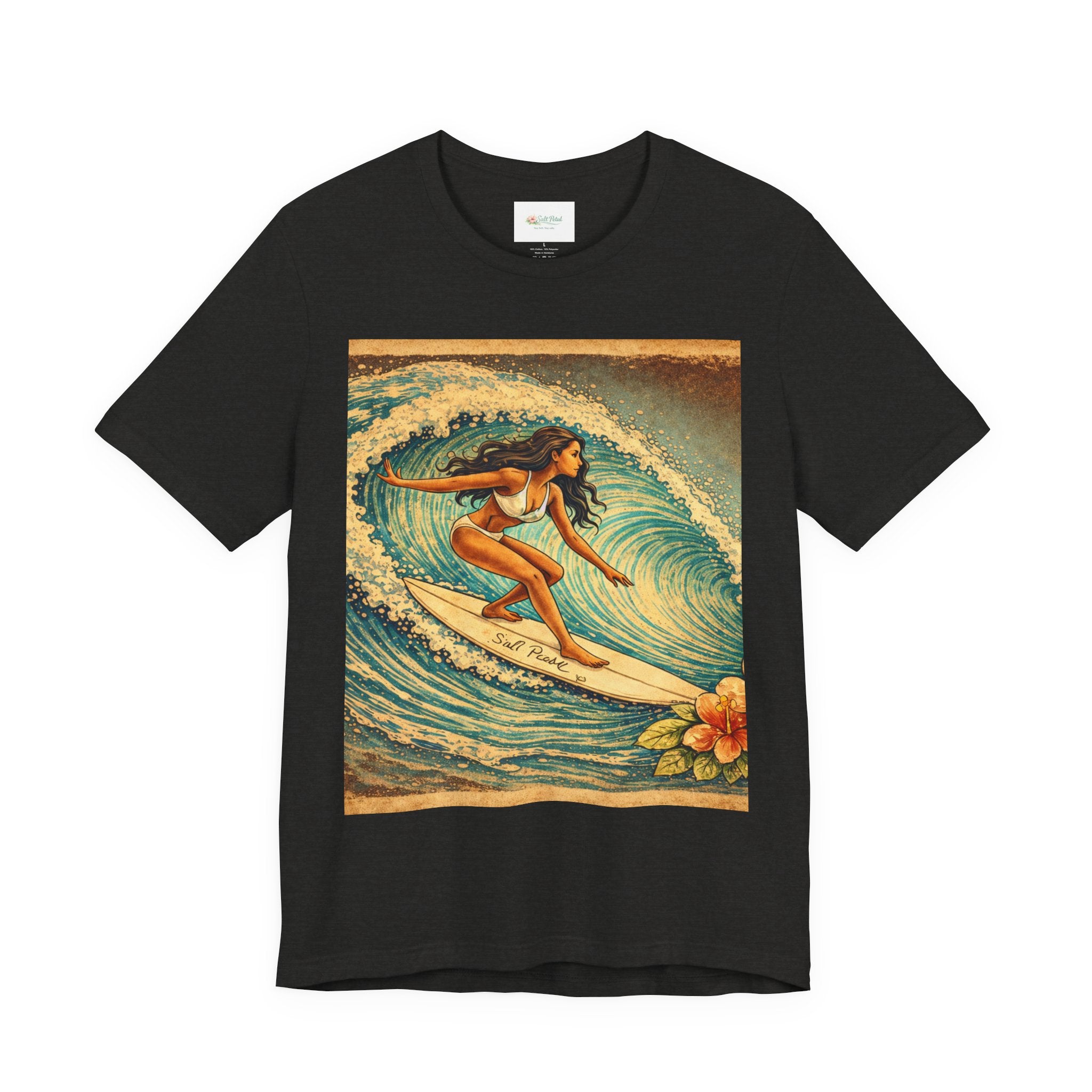 Vintage Poster Inspired Hawaiian Surfer Girl T-Shirt | Beach Lover Gift Beach Outfit Surfing Paddle Boarding Gym Casual Summer Outfit Comfy Travel Shirt